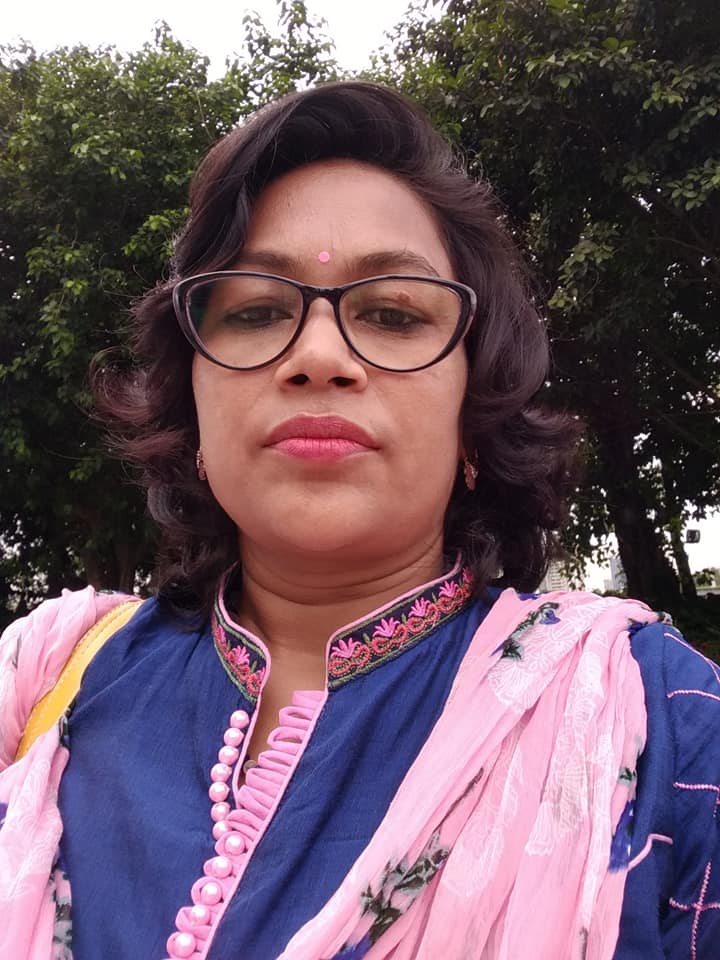 A standing woman and chairman of the company